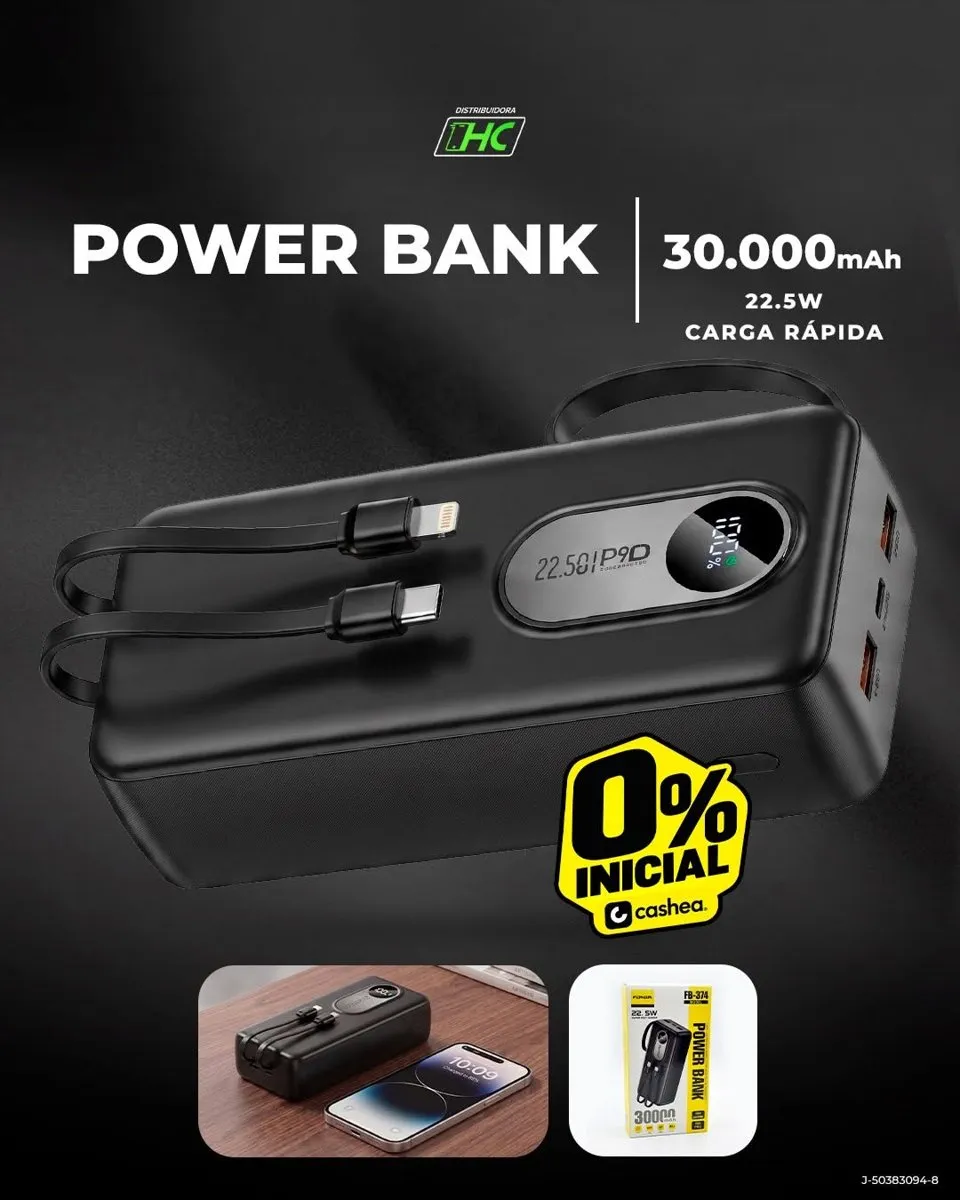 Power Bank 30.000 mAh · 22,5 W
